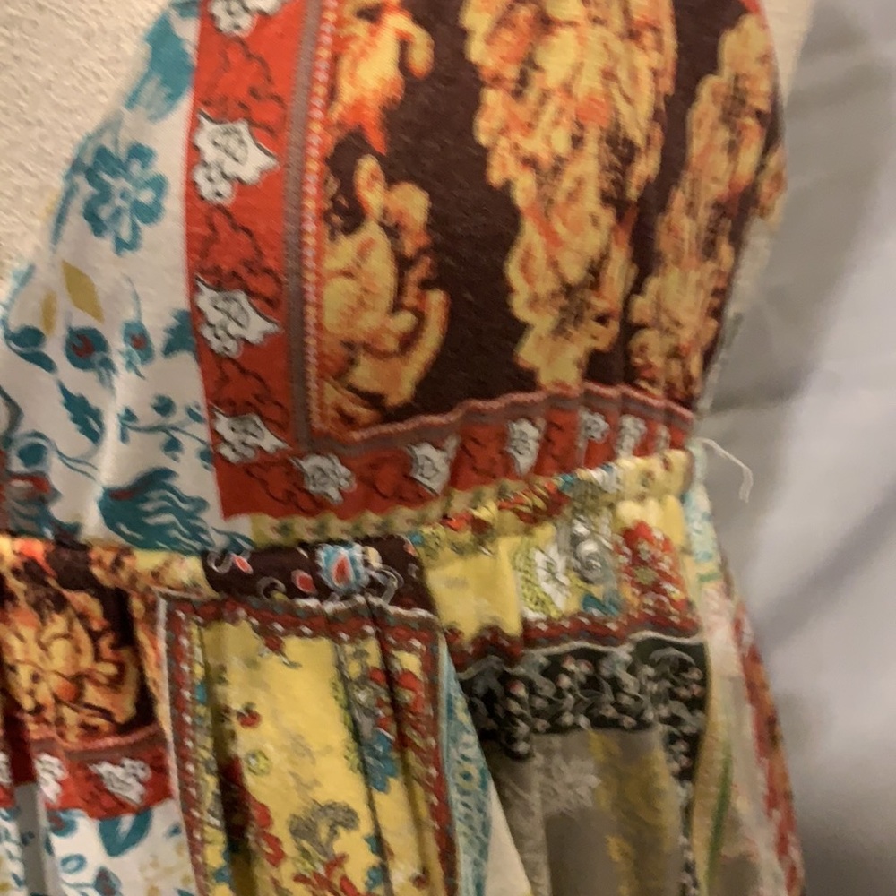 Patchwork Print Spaghetti Strap Dress - image 5